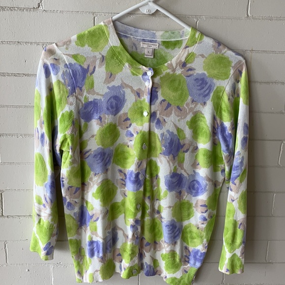 J. Crew floral Clare cardigan sweater 3/4 sleeves - Picture 2 of 5